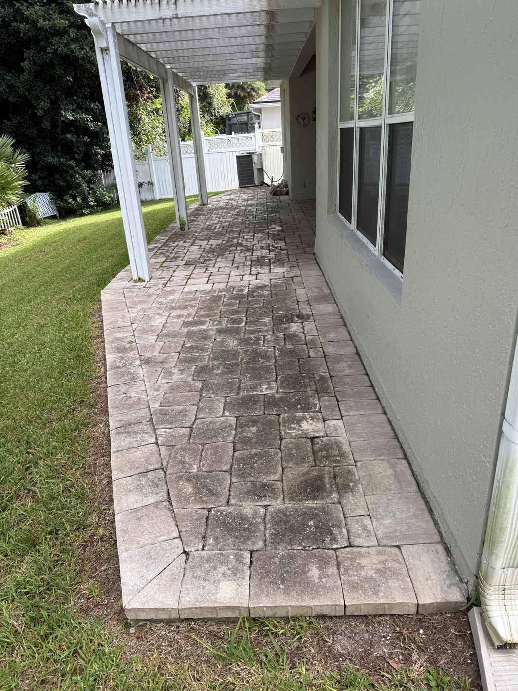Paver patio cleaning, before